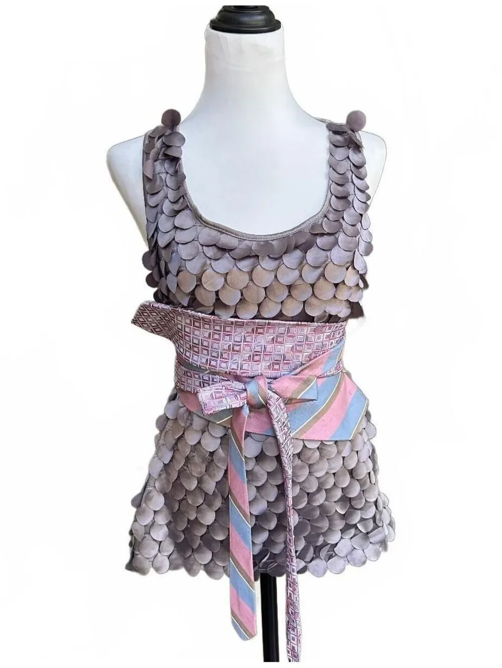Pink & Blue Upcycled Silk Obi Belt | Corset Style | OOAK | OS
